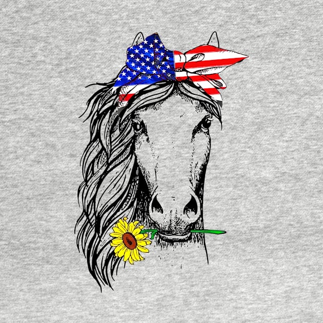 Horse Bandana Farm Animal Lover American 4th Of July by Rumsa